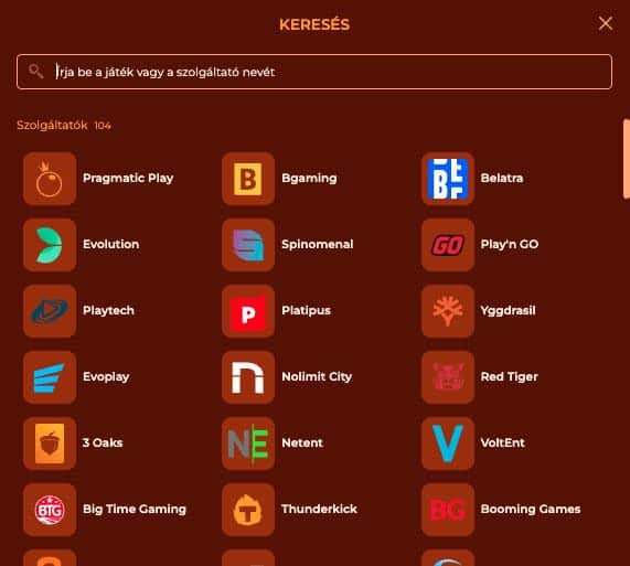 Kaszinójáték-szolgáltatók listája