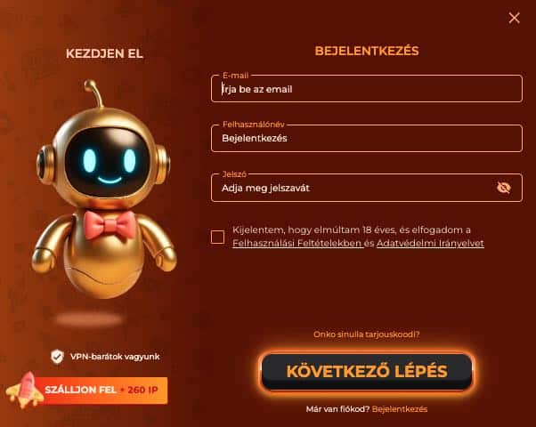 Vegazone Casino regisztráció