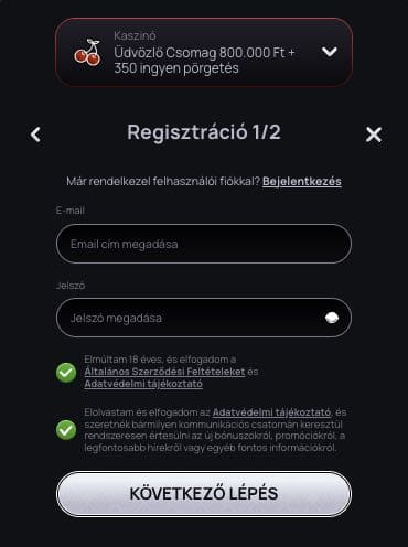 Casinova Casino regisztráció