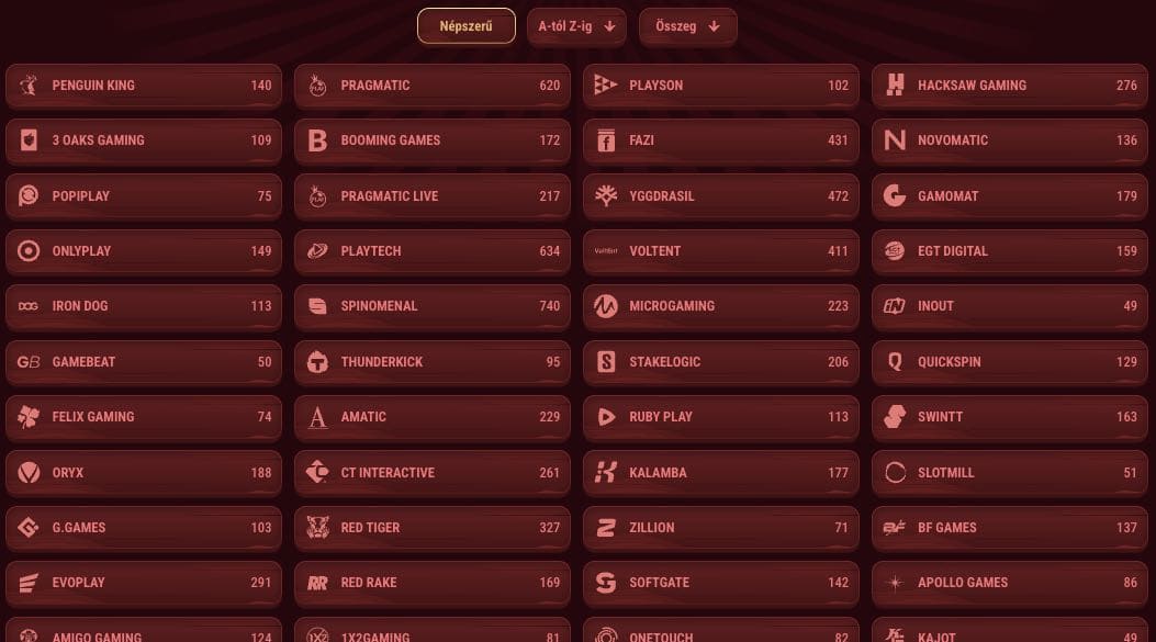 Kaszinójáték szolgáltatók listája