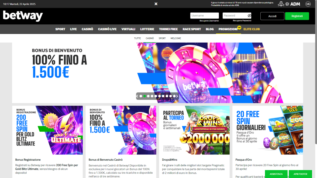 Bonus del casinò Betway
