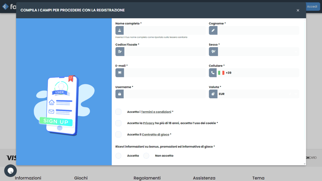 Registrazione al casinò Fastbet