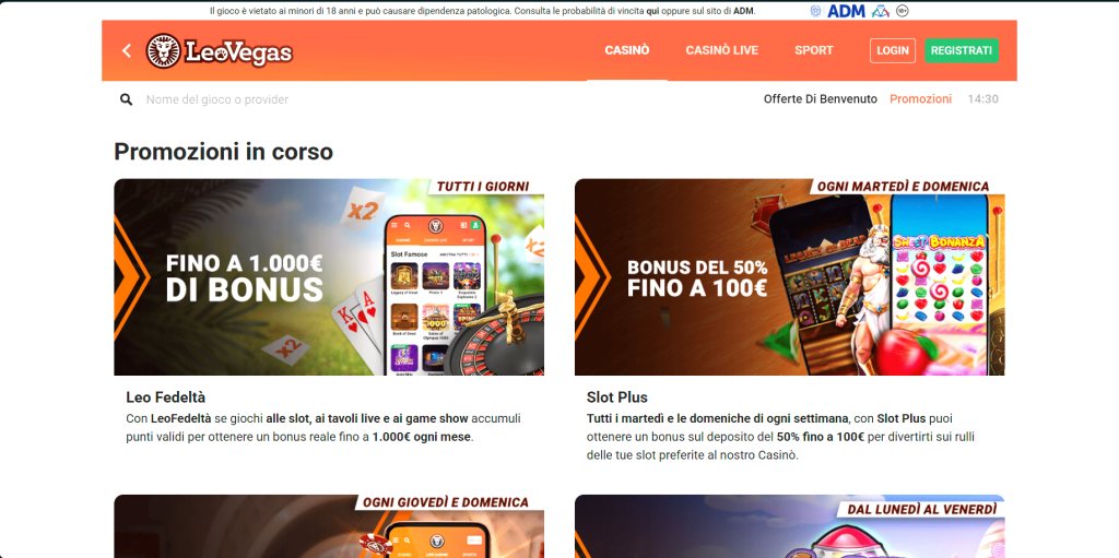 Bonus del casinò LeoVegas