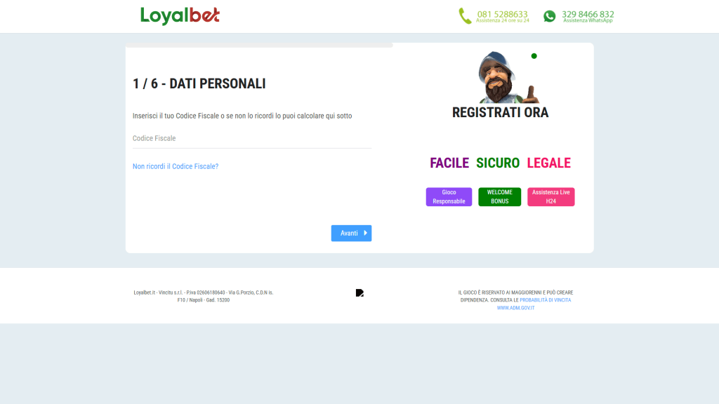 Registrazione al casinò Loyalbet