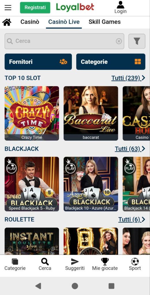 loyalbet casino mobile live giochi