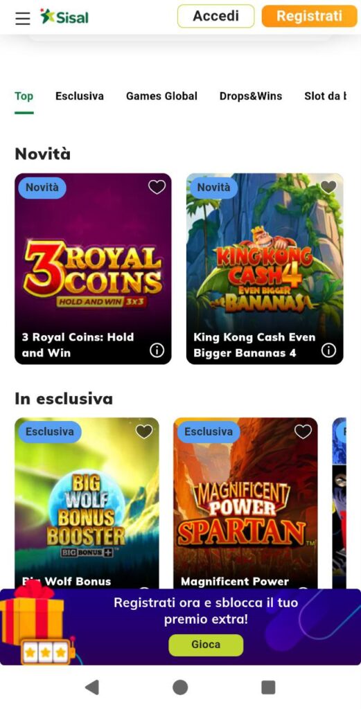 sisal casino mobile slot