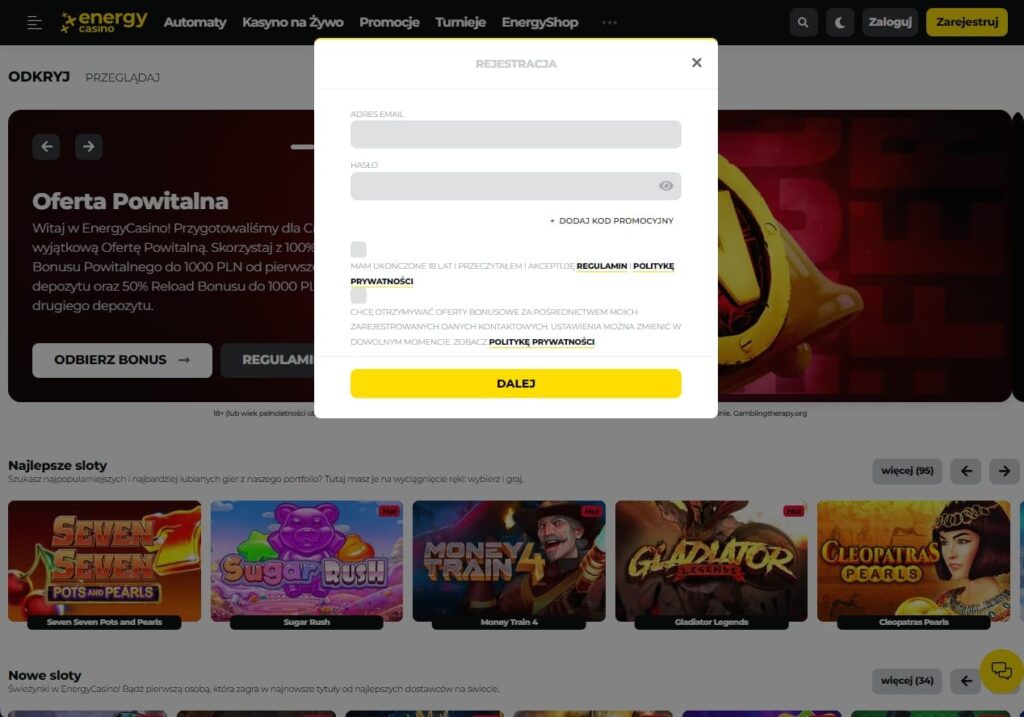 EnergyCasino rejestracja