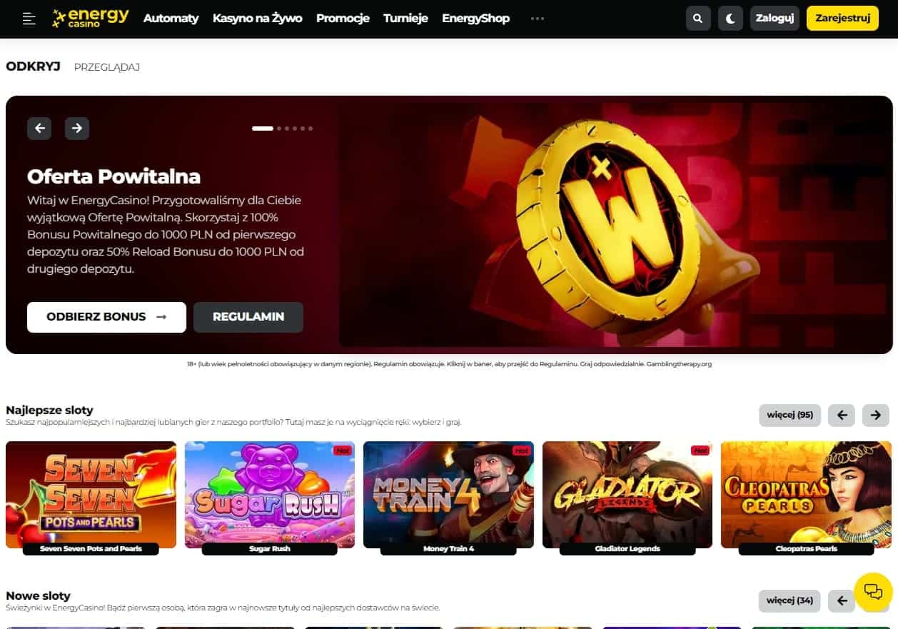 Energycasino interface