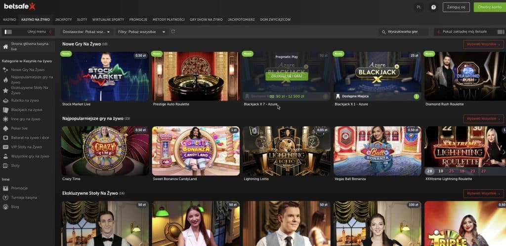 BetSafe casino gra z krupierami na żywo