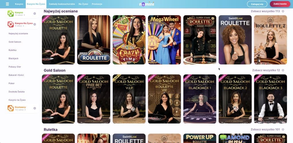 Nomini casino gra z krupierami na żywo
