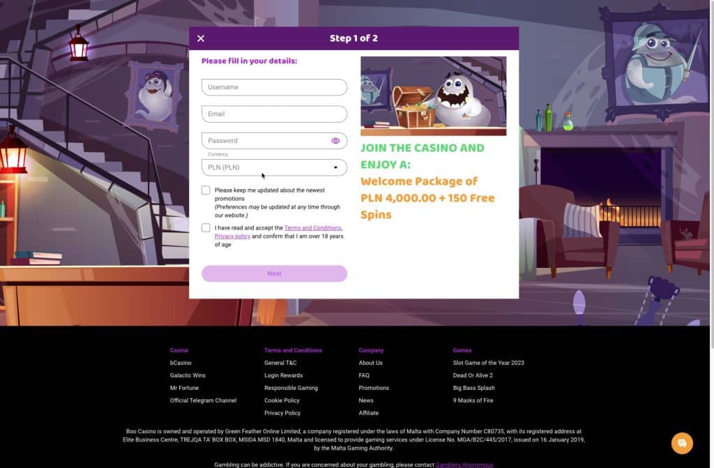 BooCasino rejestracja