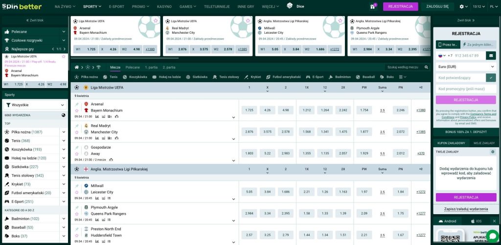 SpinBetter casino zaklady sportowe