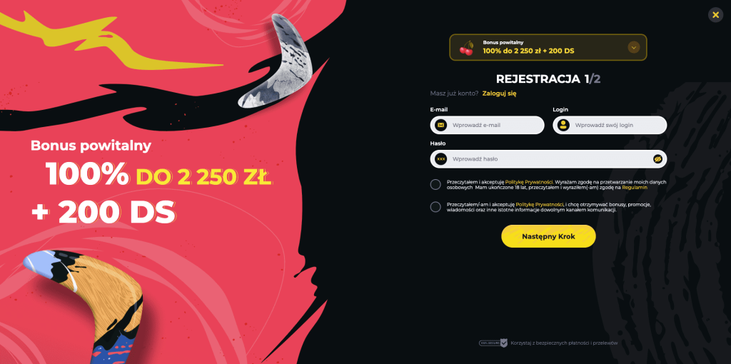 Boomerang casino rejestracja konta