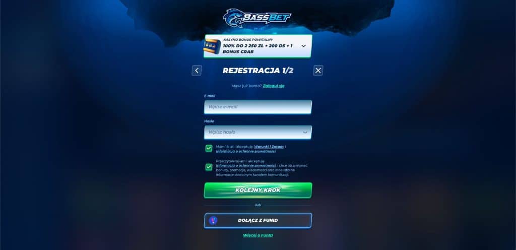 Bassbet casino rejestracja konta