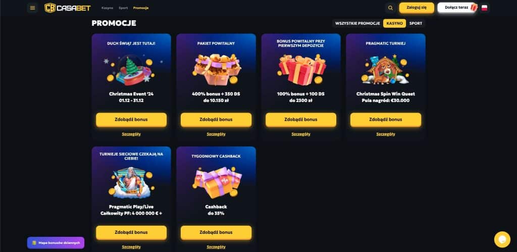 Casabet casino bonusy