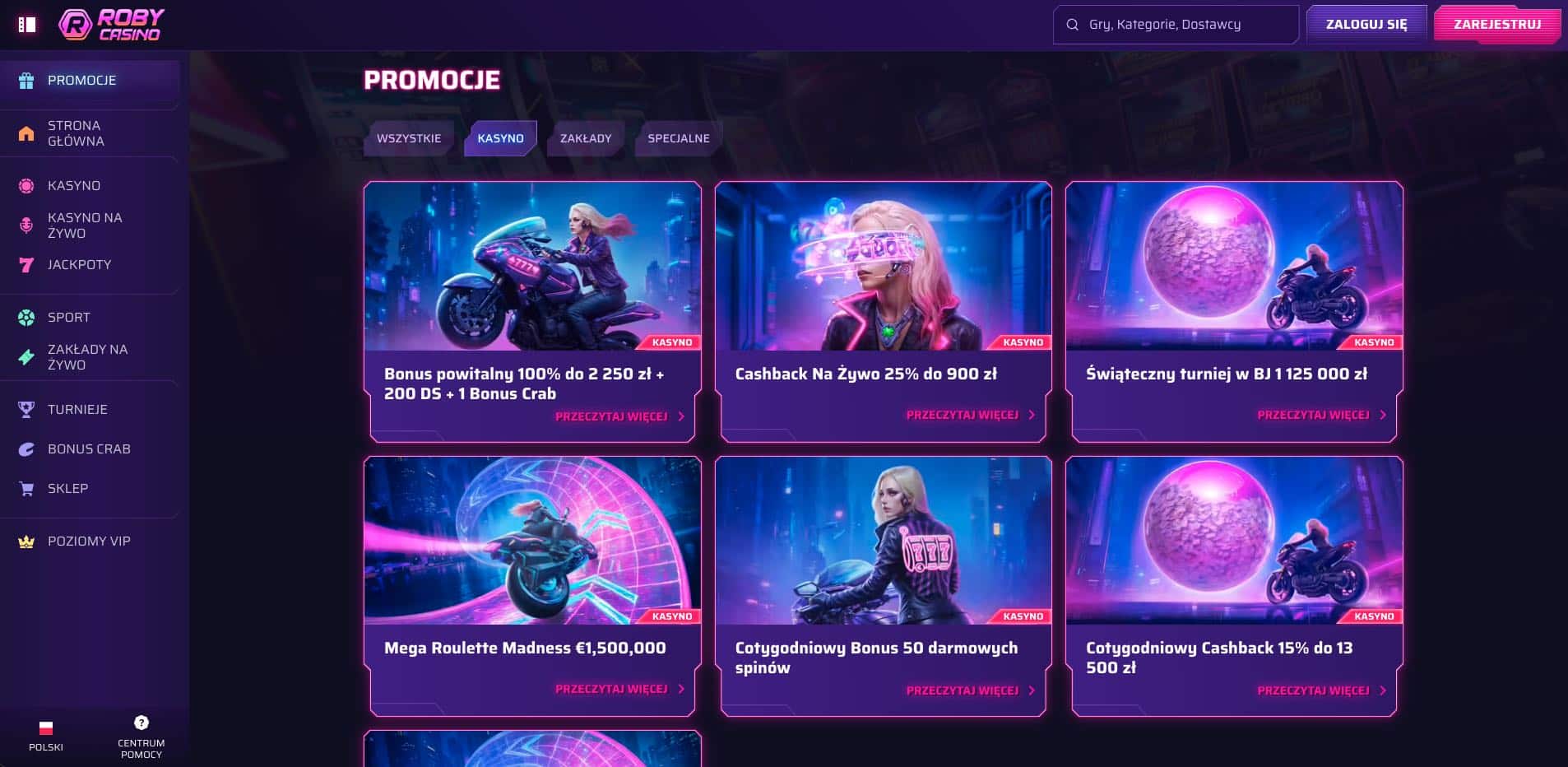 Roby casino bonusy