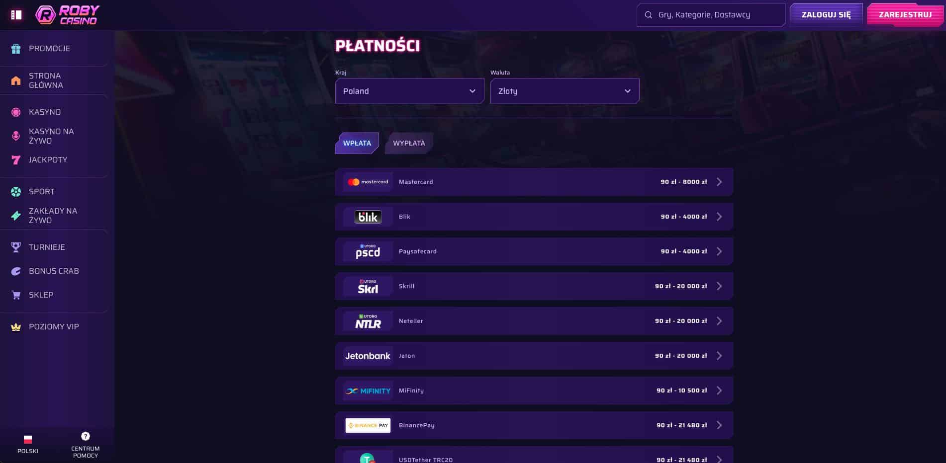 Metody Wpłaty i Wypłat