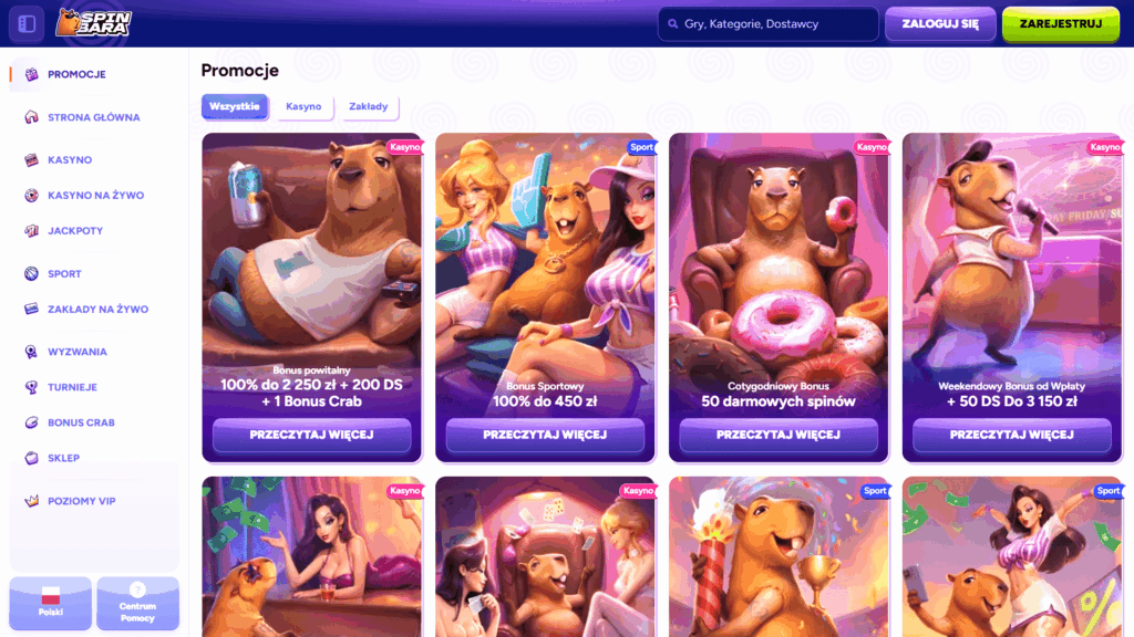 Spinbara casino bonusy