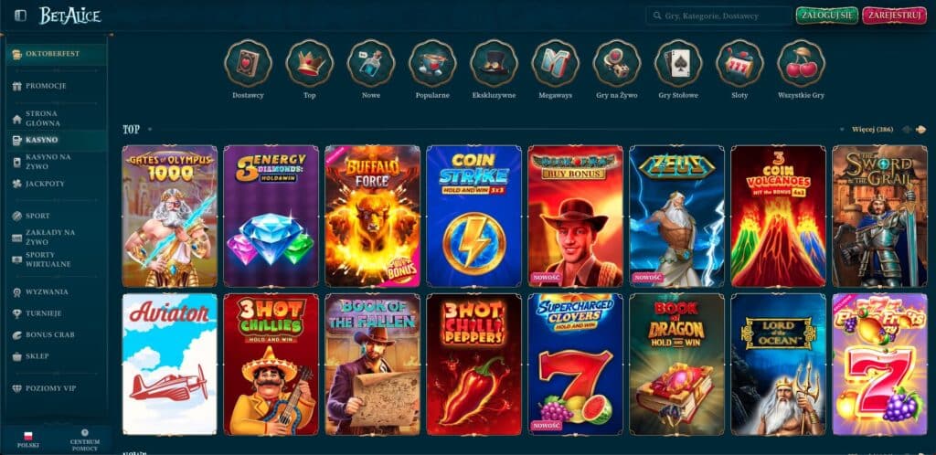BetAlice casino automaty do gier