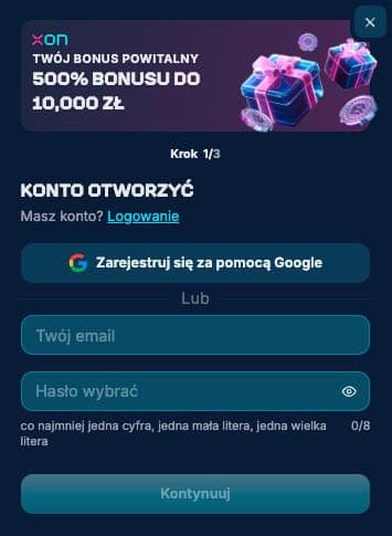 Xon Bet casino rejestracja konta