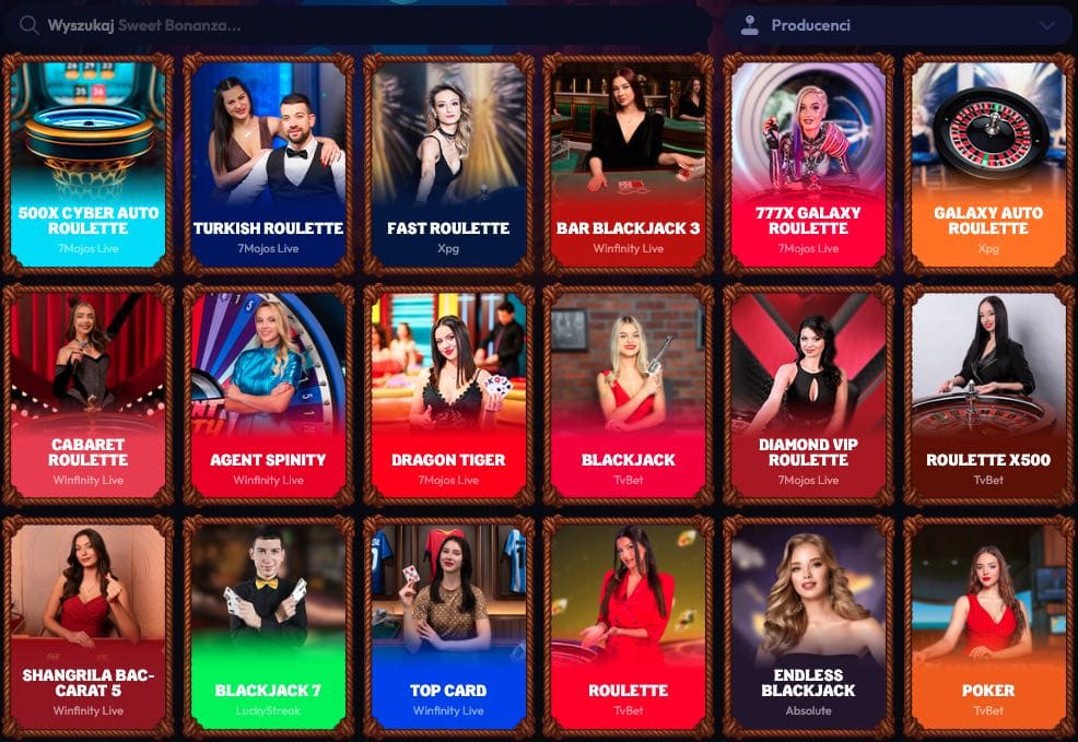 Gra z krupierami na żywo