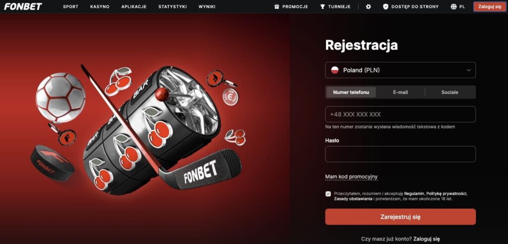 Fonbet casino rejestracja konta