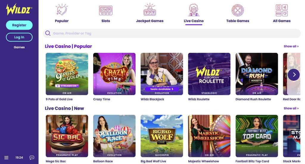 wildz live casino
