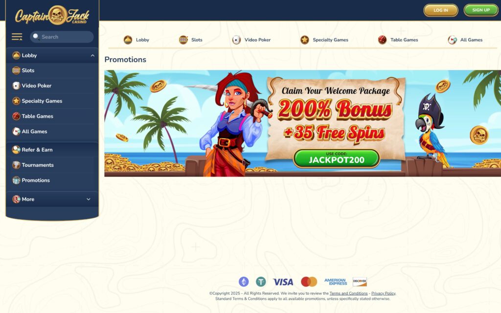 Captain Jack casino bonuses