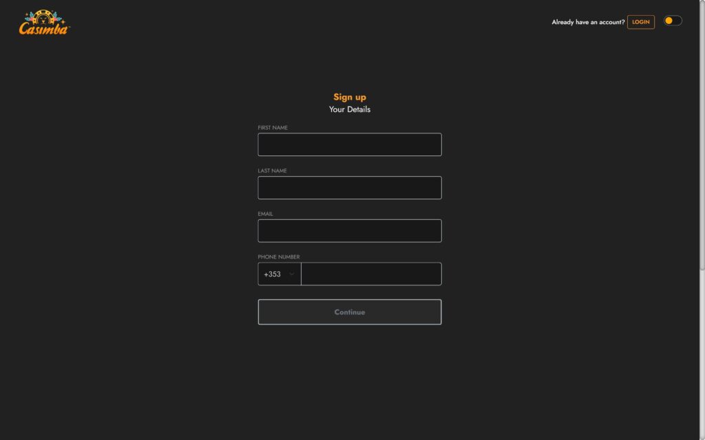 Casimba casino registration