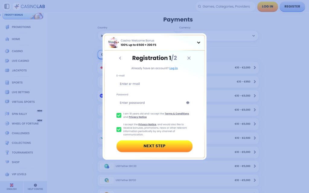 Casinolab casino registration