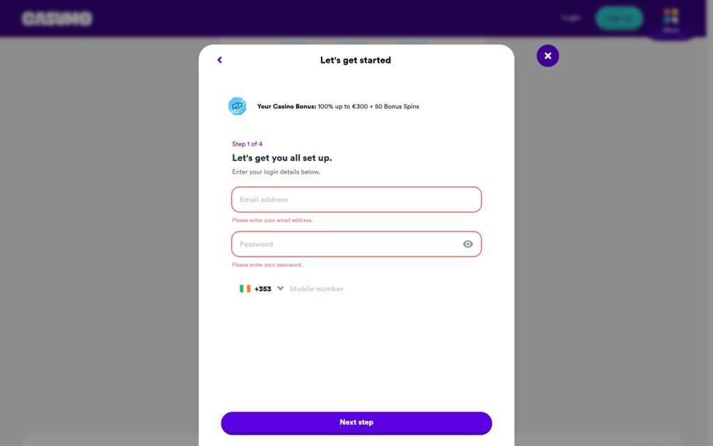 Casumo casino registration