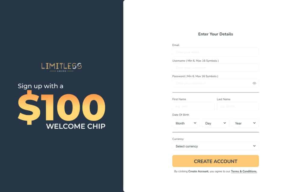 Limitless casino registration