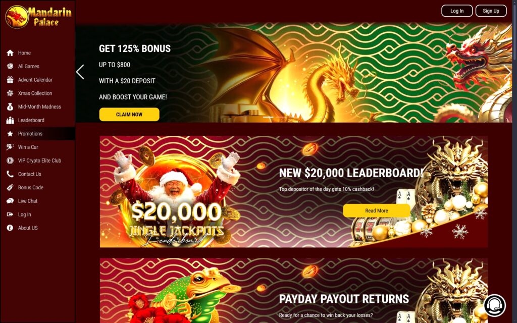 Mandarin Palace casino bonuses