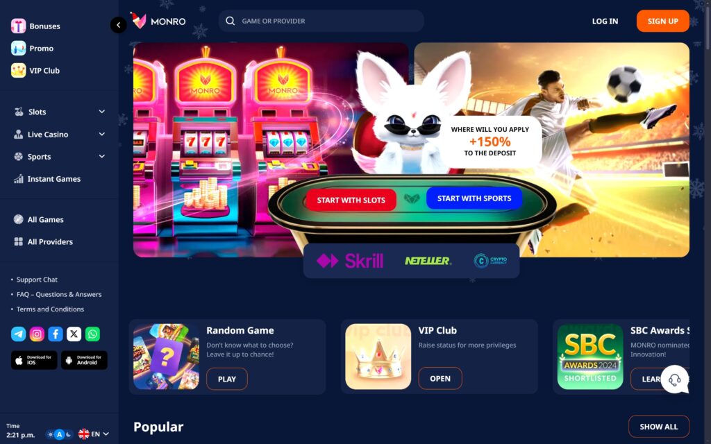 Monro Casino Screenshot