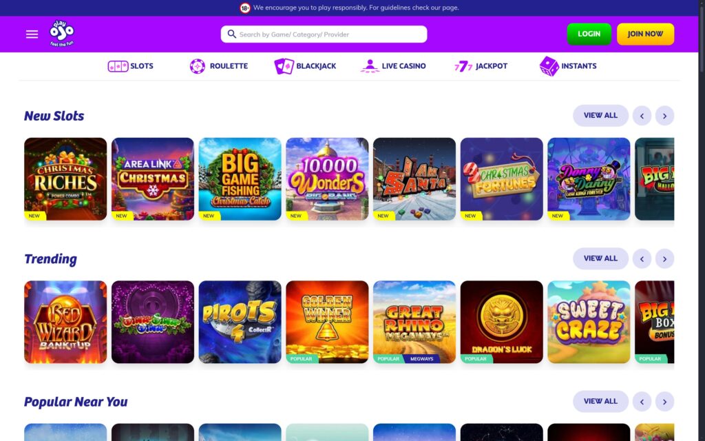 PlayOjo casino slots