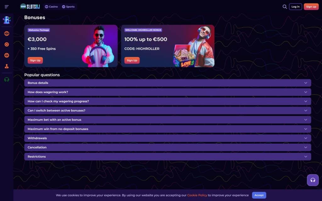 SlotsDJ casino bonuses