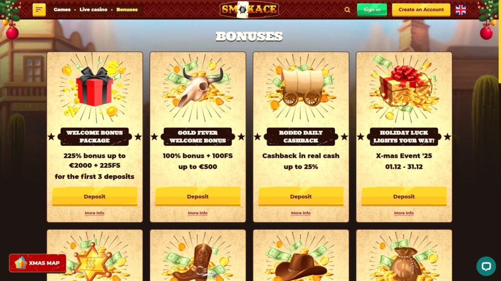 Smokace casino bonuses