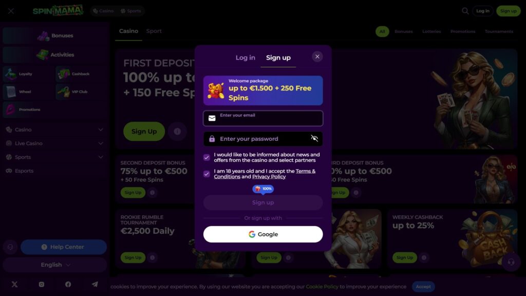 SpinMama casino registration