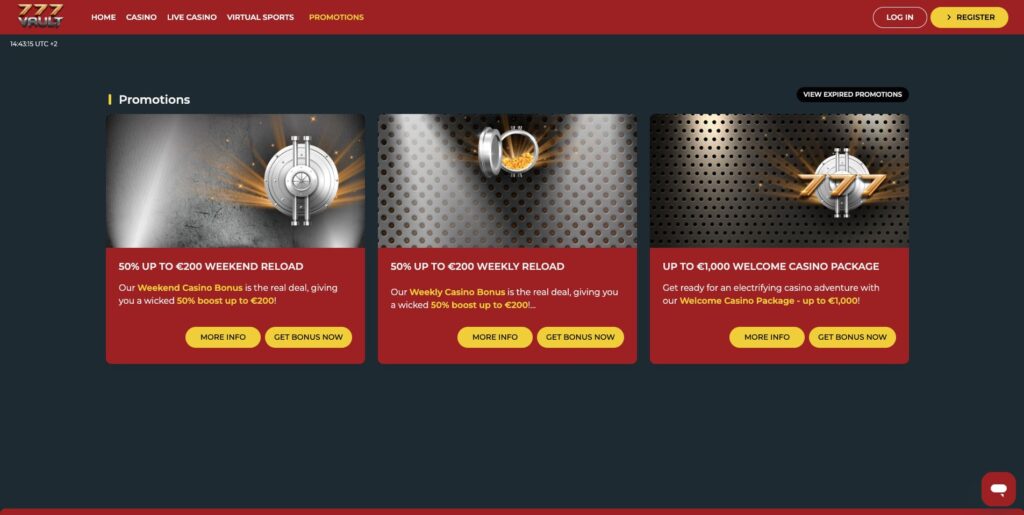 777Vault Casino Bonuses