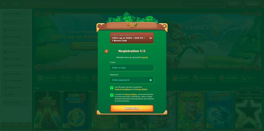 GreenLuck Casino Registration