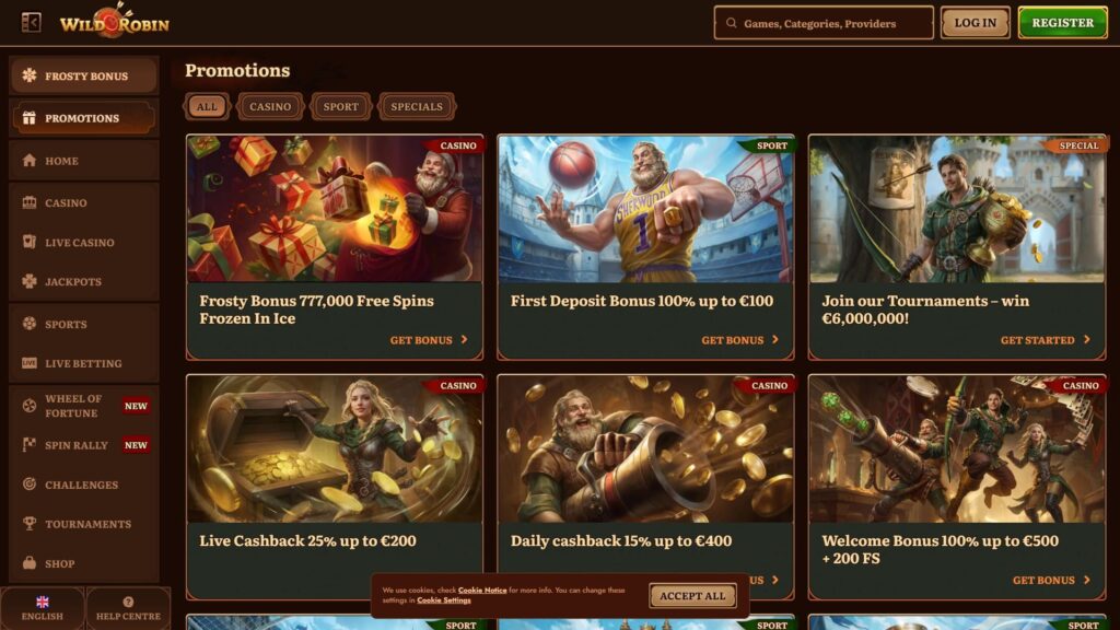 WildRobin casino bonuses