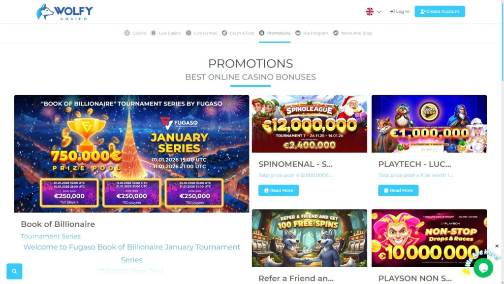 Wolfy casino bonuses