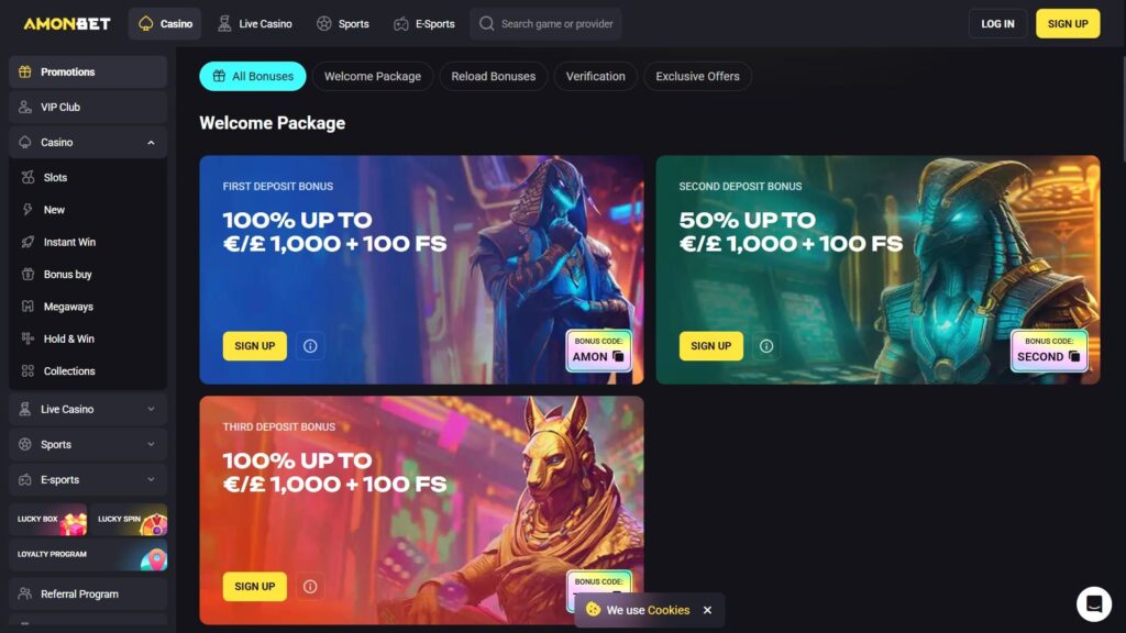 Amonbet casino bonuses