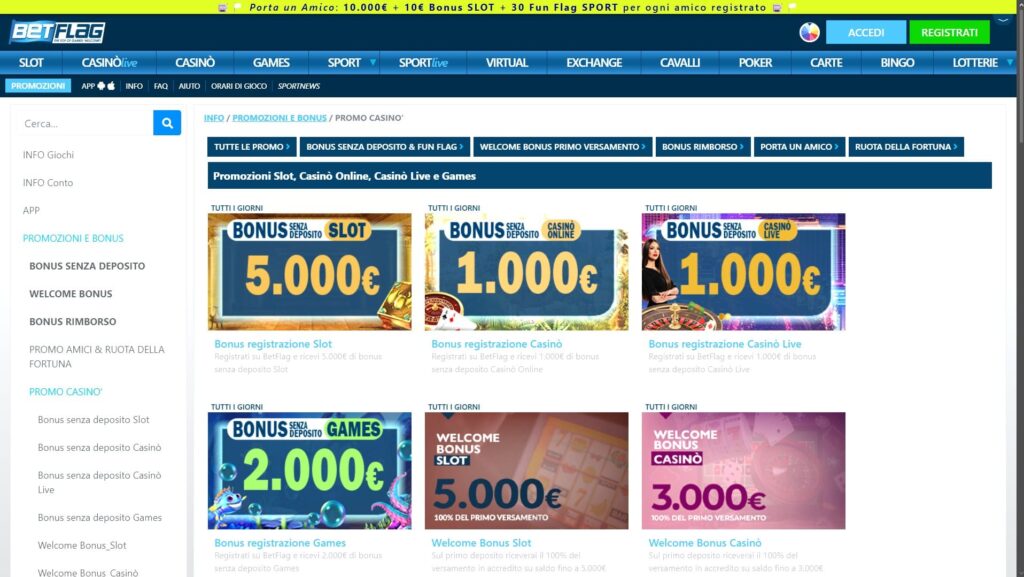 Betflag casino bonuses