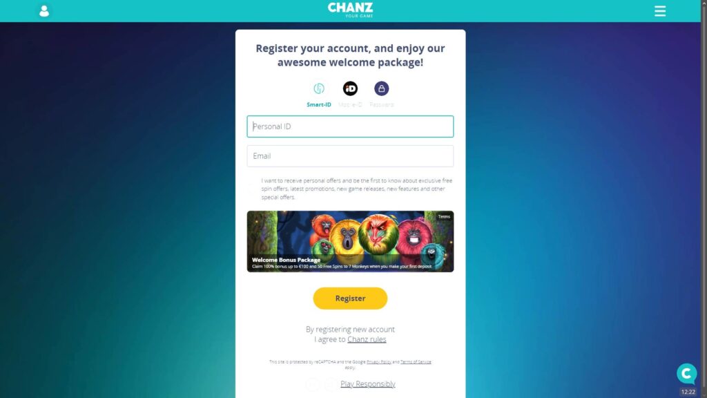 Chanz casino registration
