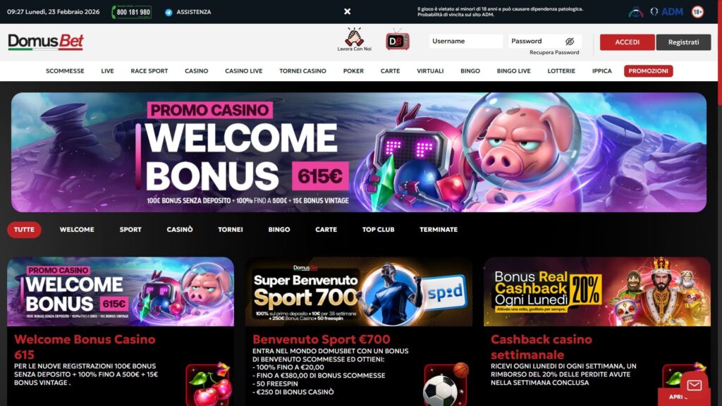 Domusbet casino bonuses