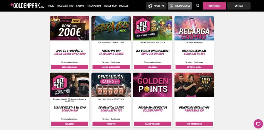 Goldenpark casino bonuses