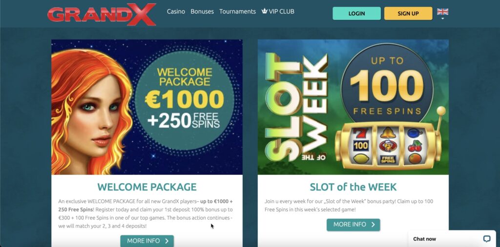 GrandX casino bonuses