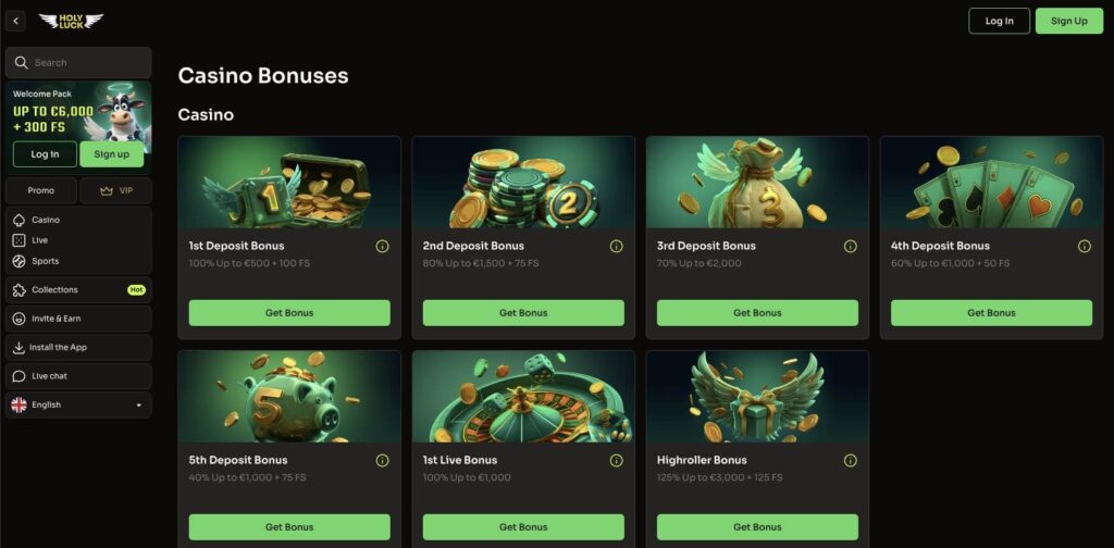 Holyluck casino bonuses