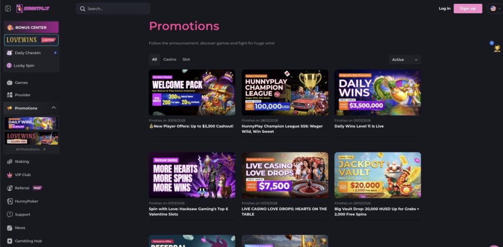 HunnyPlay casino bonuses